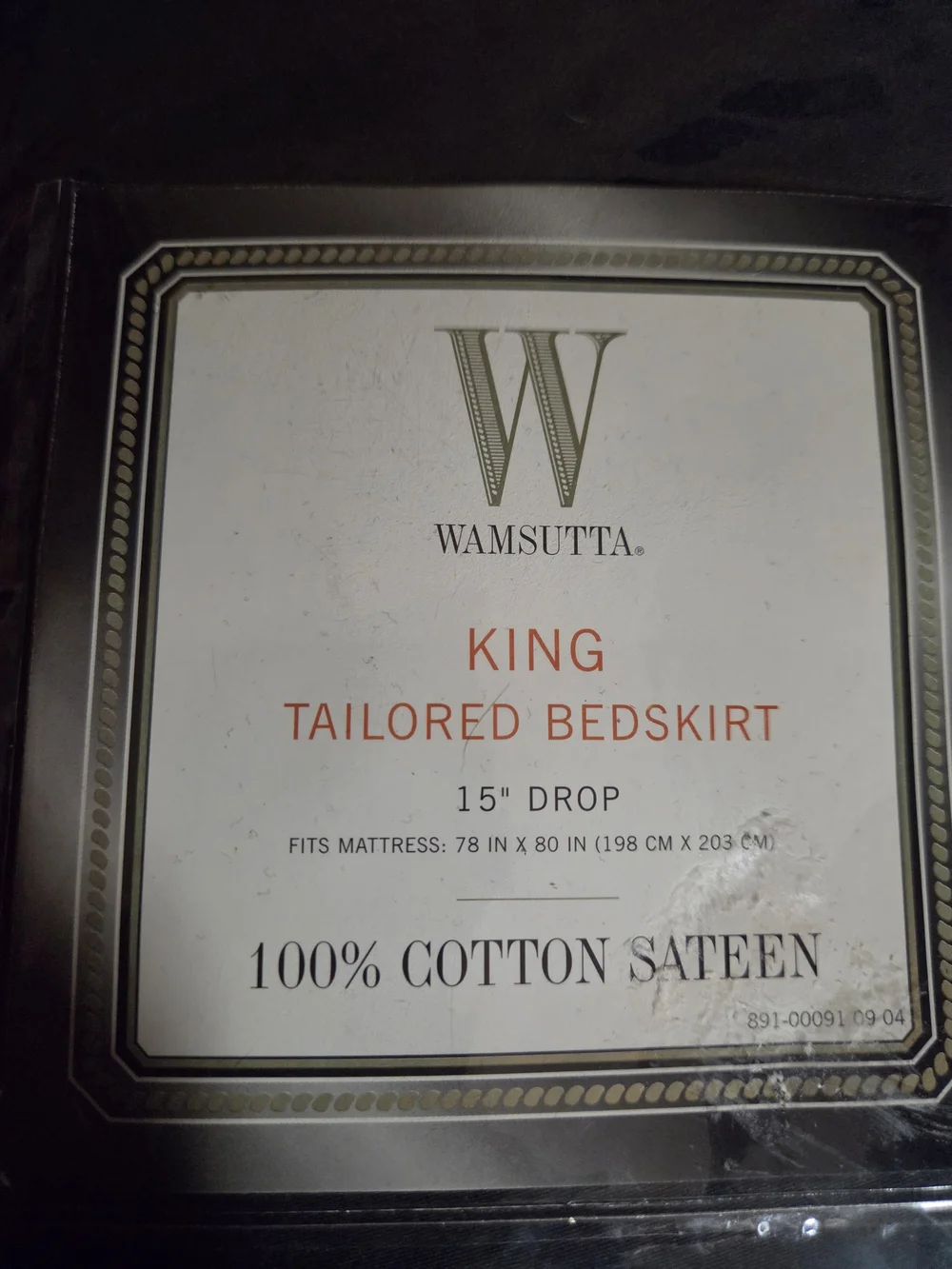 NWT Wamsutta King Tailored Bedskirt in Black Cotton Sateen